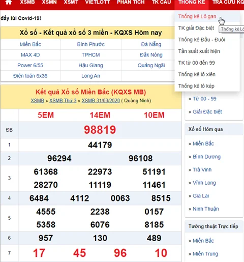 Hướng dẫn xem thống kê lô gan