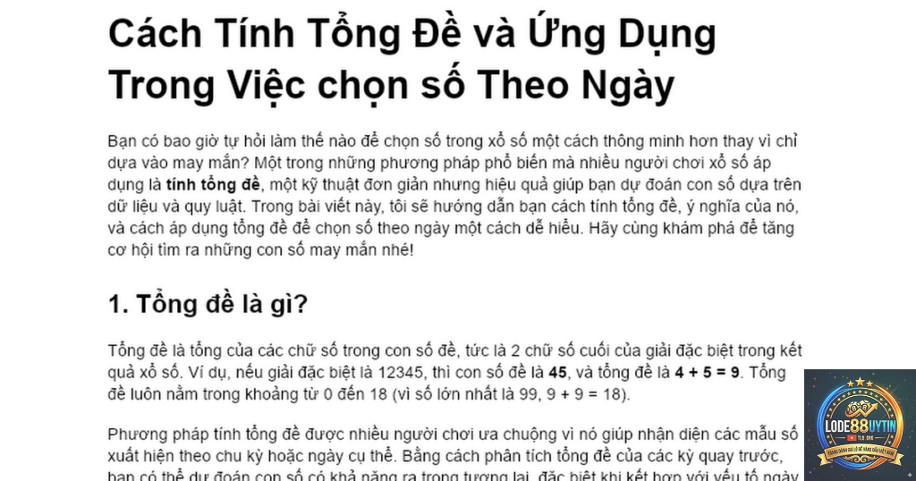 phương pháp chọn số từ tổng giải đặc biệt